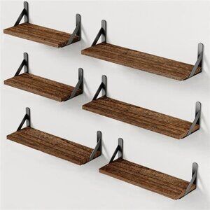 Wall Shelves Set of 6, Rustic Farmhouse Floating Shelves